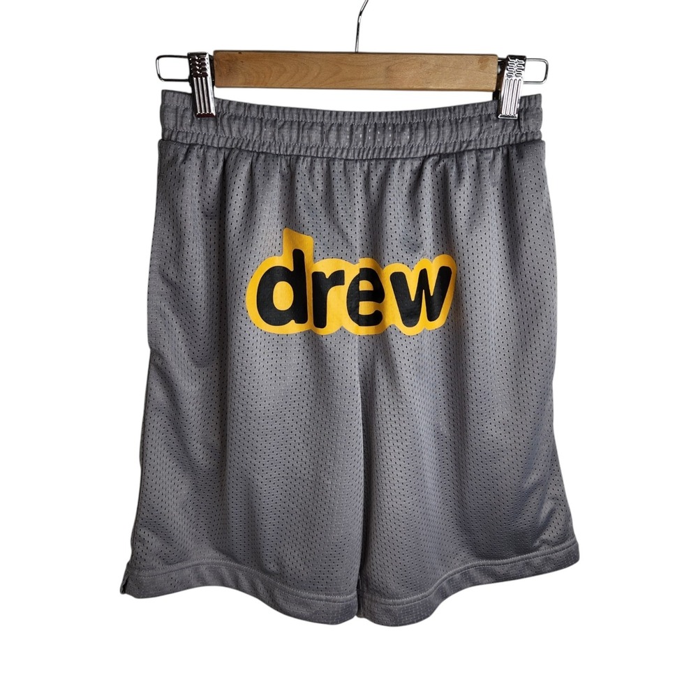 drew house Gray Athletic Shorts with Yellow Logo